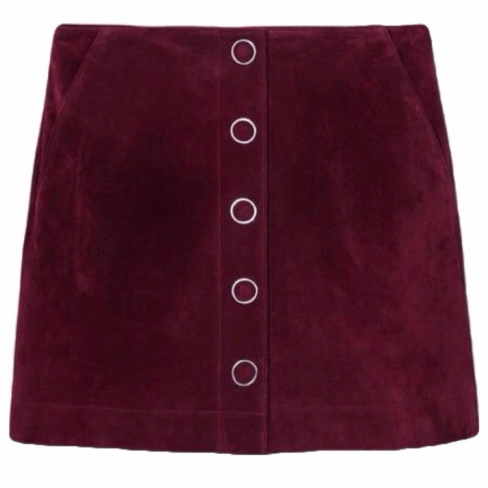 Mango Suede Button Mini Skirt